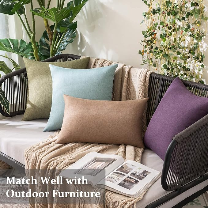 MIULEE Pack of 2 Decorative Outdoor Solid Waterproof Throw Pillow Covers Euro