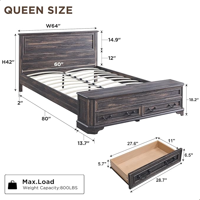 T4TREAM Farmhouse Queen Bed