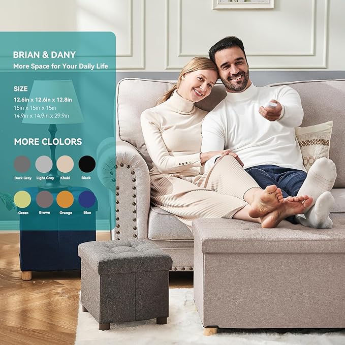 BRIAN & DANY Ottoman with Storage, Small Storage Ottoman