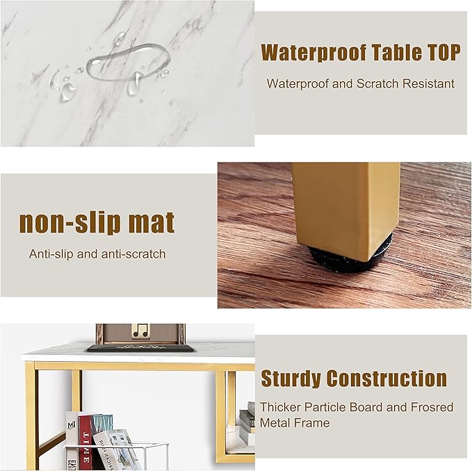 AT-VALY Console Table 4-Tier Storage Shelves Entryway Table Hallway Tables
