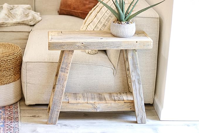 Doug and Cristy Designs Aztec A-Frame Side Table; Reclaimed Wood End Table