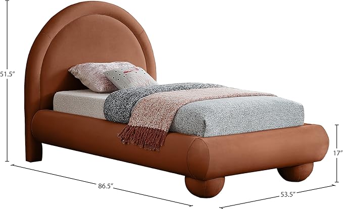 Meridian Furniture MadridCognac-T Madrid Collection Art Deco Twin Bed