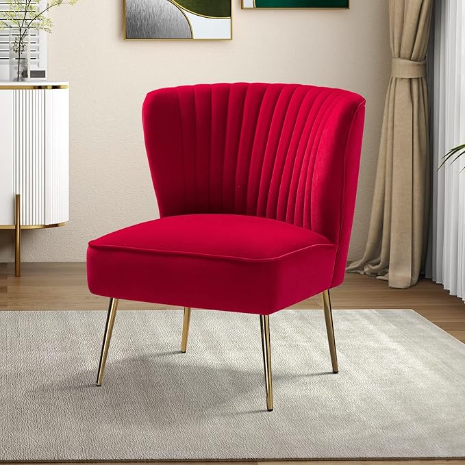 HULALA HOME Velvet Accent Chair, Modern Upholstered Cute Side Chair