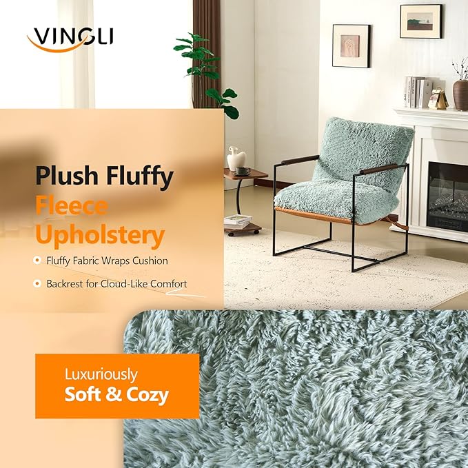 VINGLI 28" Wide Plush Upholstery Sling Modern Accent Chairs Set of 2, Reading
