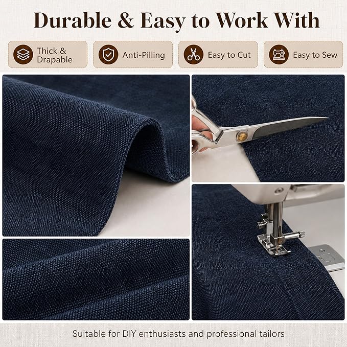 Mini Chenille Linen Blend Upholstery Fabric by the Yard, 57 Inch Wide Soft