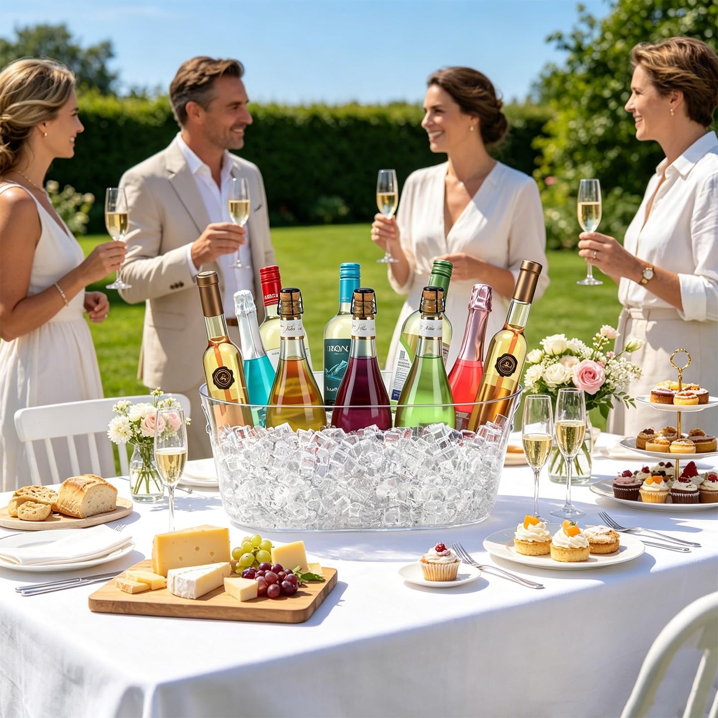 15L Large Ice Buckets for Parties, 2 Pack Champagne Ice Buckets, Portable Beverage Tub with Scoops for Champagne Beer Drink Wine Cocktails for Mimosa Bar Party Supplies