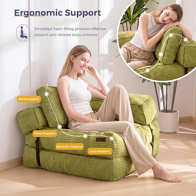 MAXYOYO Folding Sofa Bed, L-Shaped Convertible Sofa
