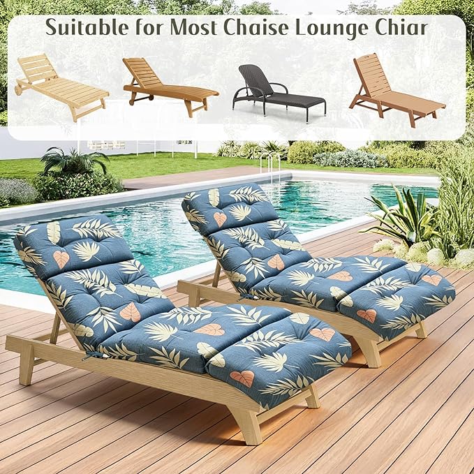 EverPine Outdoor Chaise Lounge Chair Cushion 74.4 x 22.8 x 4.7 Inch, Patio