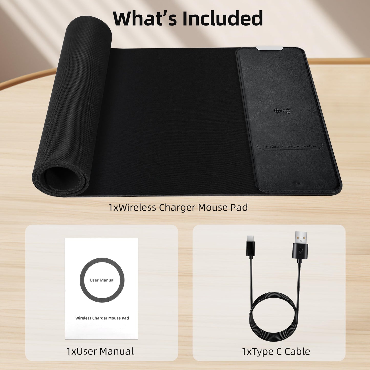 Gaming Mouse Pad, Wireless Charging Mouse Pad Gaming, 31.5"x11.8" Large RGB Desk Mat for Laptop/Computer/Keyboard, 9 Light Modes, Waterproof Smooth Surface, Non-Slip Base, Black
