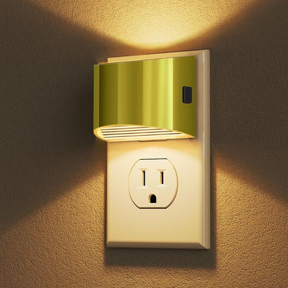 DORESshop LED Night Light[2 Pack], Night Lights Plug into Wall, 3 Level Brightness Adjustable Plug in Night Light, Dusk to Dawn Sensor, Nightlights for Adults, Bedroom, Bathroom, 3000K, Golden Cover