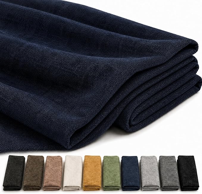 Mini Chenille Linen Blend Upholstery Fabric by the Yard, 57 Inch Wide Soft
