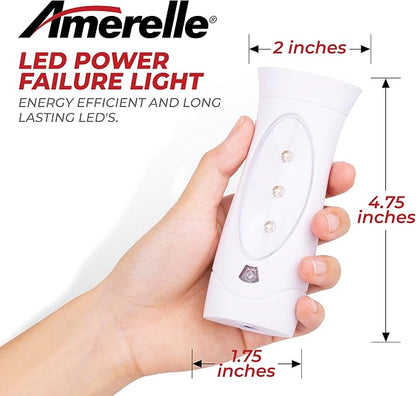 Amerelle LED Emergency Lights for Home Power Failure, 6 Pack - Triple Function Power Failure Light and Plug in Flashlight Combo, with Rechargeable Battery - Be Snow Storm & Hurricane Ready (71134)