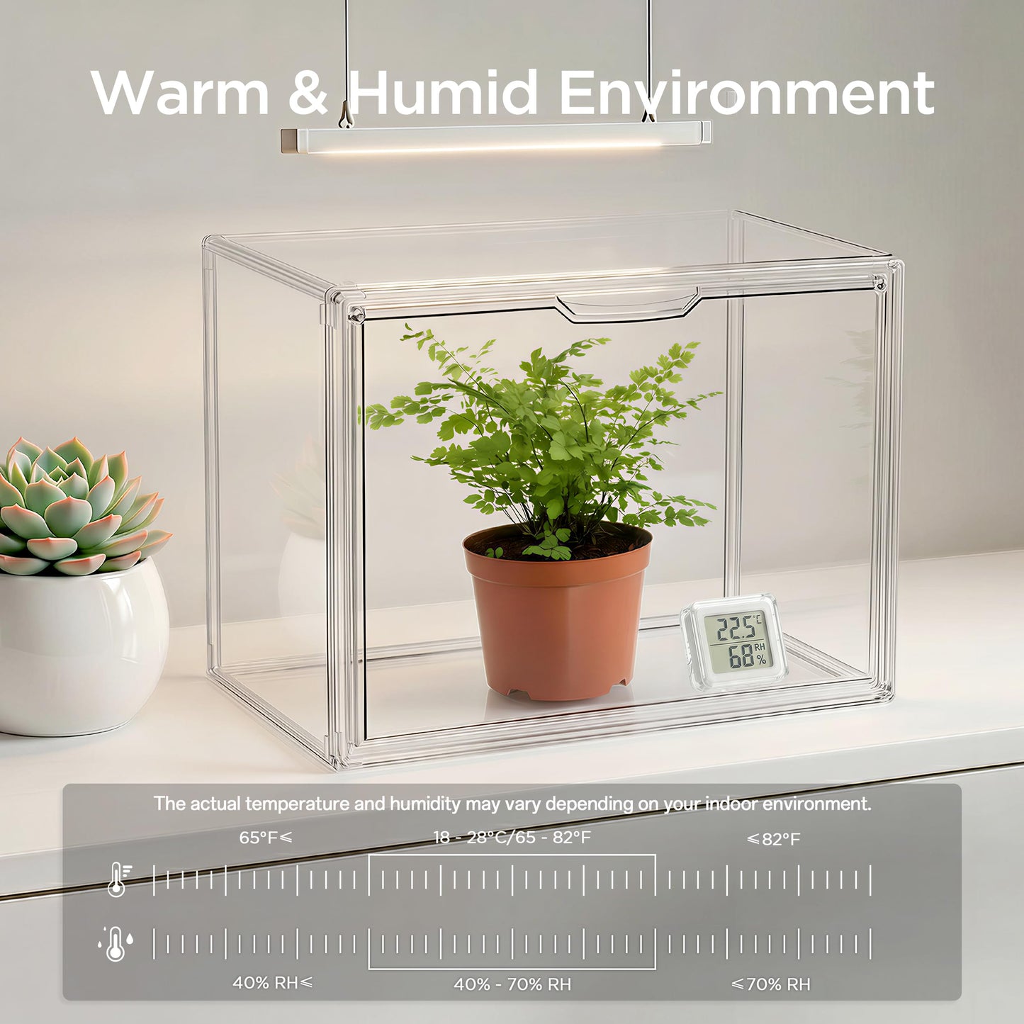 HBlife Mini Greenhouse for Indoor, Clear Stackable Green House with Magnetic Waterproof Door for Small Plants Nursery Germination and Display, Tabletop Portable Greenhouse, 14.1x8.6x10.6 Inch (1 Pack)