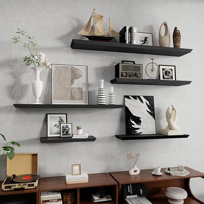 Fun Memories Floating Shelves 48 Inch Long, 9.3 Inch Deep Classic Crown Molding