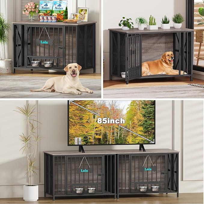 EasyCom Foldable Dog Crate Furniture, 41.3" Dog Crates