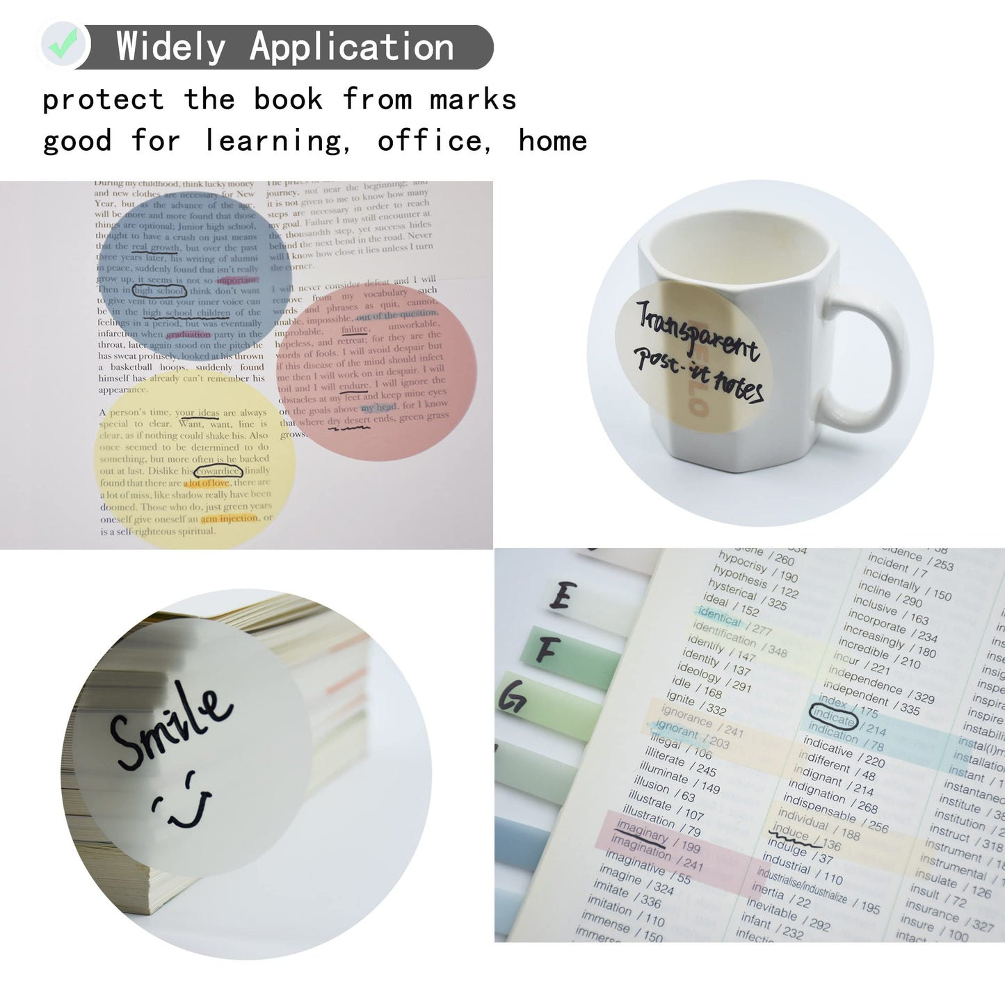 YOUDEFUL 800Pcs Transparent Sticky Notes, 2.76"x2.76" Clear Round Sticky Notes, Waterproof Translucent Sticky Note Pads for Books Annotation, Clear Post it Notes for Bible Study, School, Office