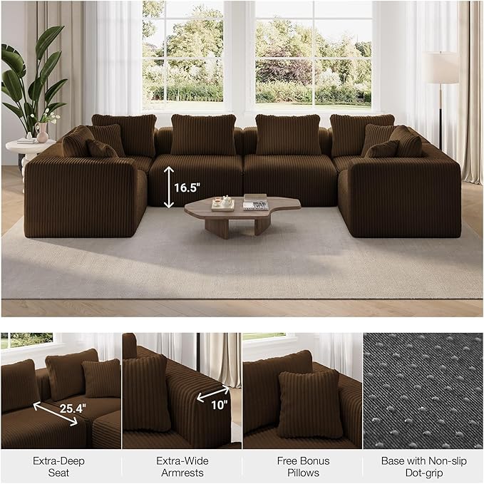Novilla 141" Modular Sectional Sofa, Modern Cloud Sectional Couch