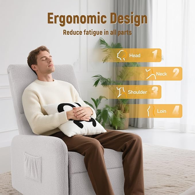 Korser 360° Rocking Chair, Nursery Rocker Chair