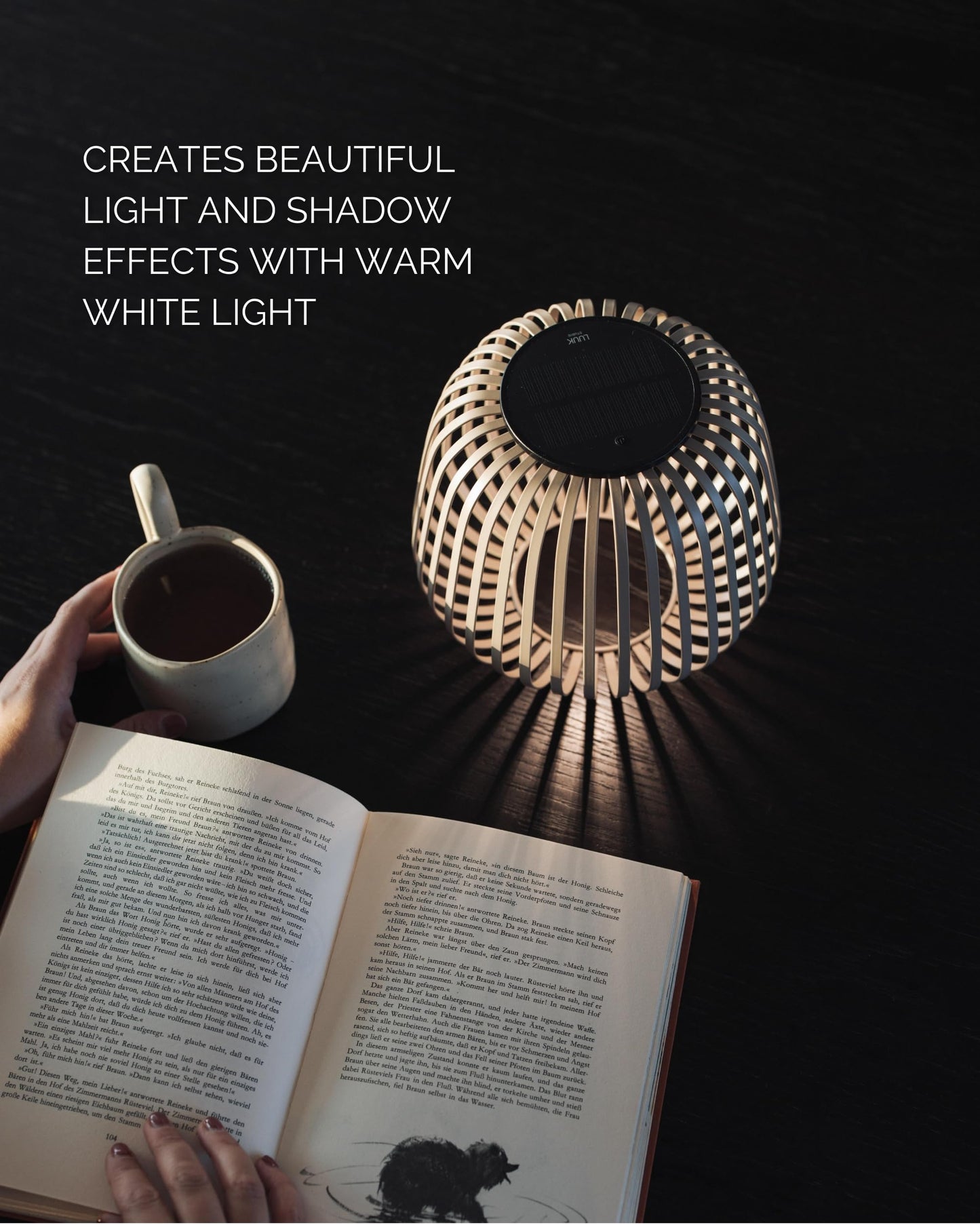 LUUK Studio SOLIS Wireless Solar LED Bedside Lamp, Warm White Dimmable Glow, Cordless Indoor Lantern & Outdoor Light, USB-C Rechargeable, Bedroom, Balcony, Patio, Soft Contemporary, Warm Taupe, Size M