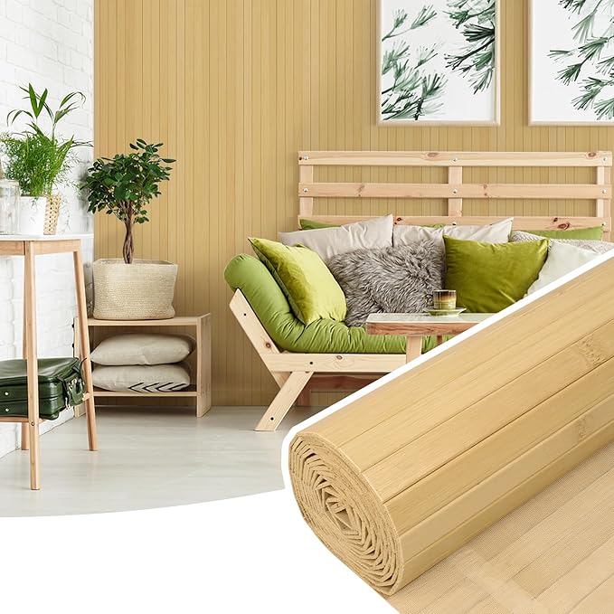 2 Pack Bamboo Wall Panel for Interior Wall Decor, Renewable Pole Wrap