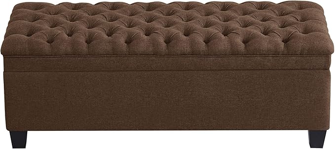 WUTUTUEE 50" Fabric Storage Ottoman Bench, Upholstered Rectangle End of Bed
