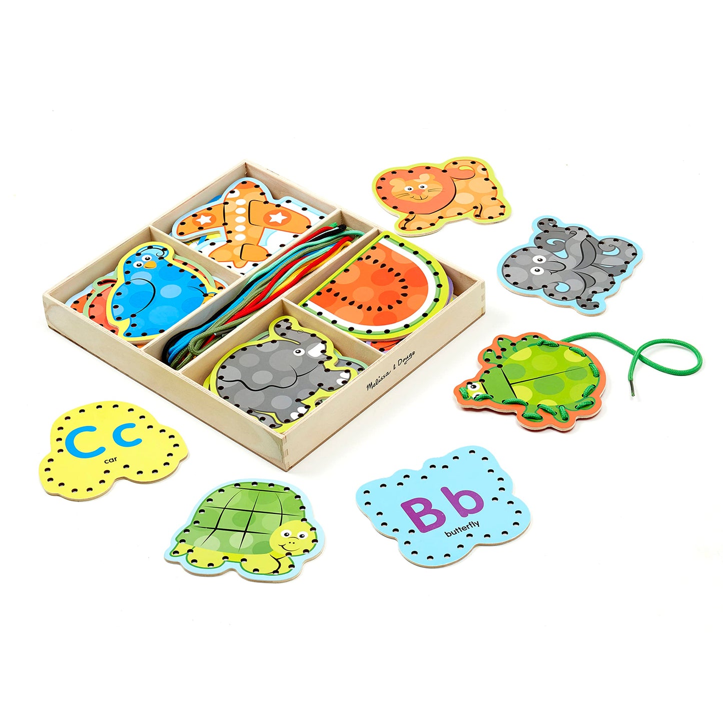 Melissa & Doug Alphabet Wooden Lacing Cards With Double-Sided Panels and Matching Laces