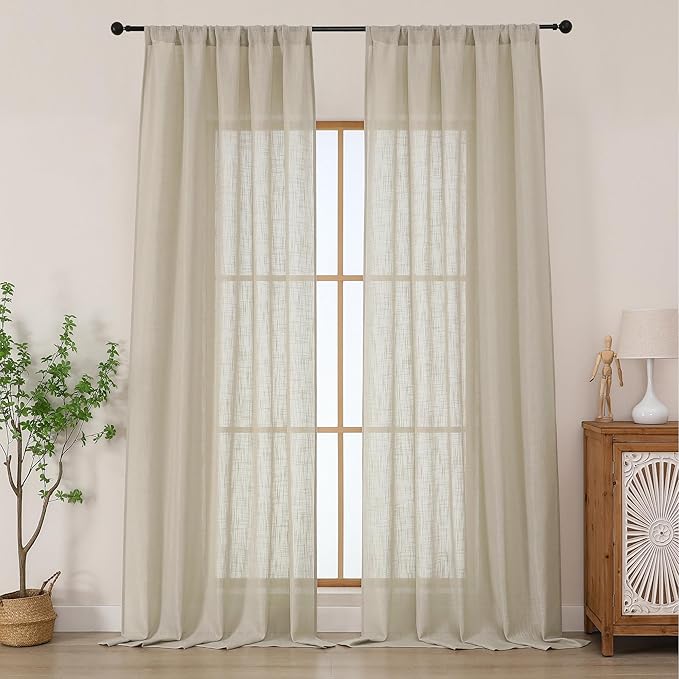 Chyhomenyc Extra Long Semi Sheer Curtains 108 Inches Long 2 Panels Set