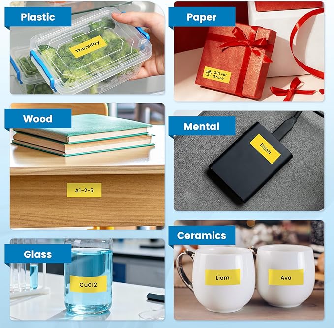 Freshworld 6PK TZe-651 Replace for Brother Label Maker Tape 24mm Yellow Laminated Compatible with Brother P-Touch Label Tape 1 inch Yellow Refills TZe651 for PT-D600 D610BT P700 P710BT P750W P910BT