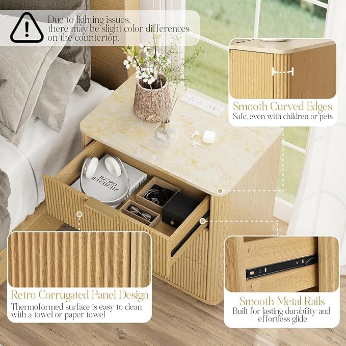 Fluted Nightstand Set of 2