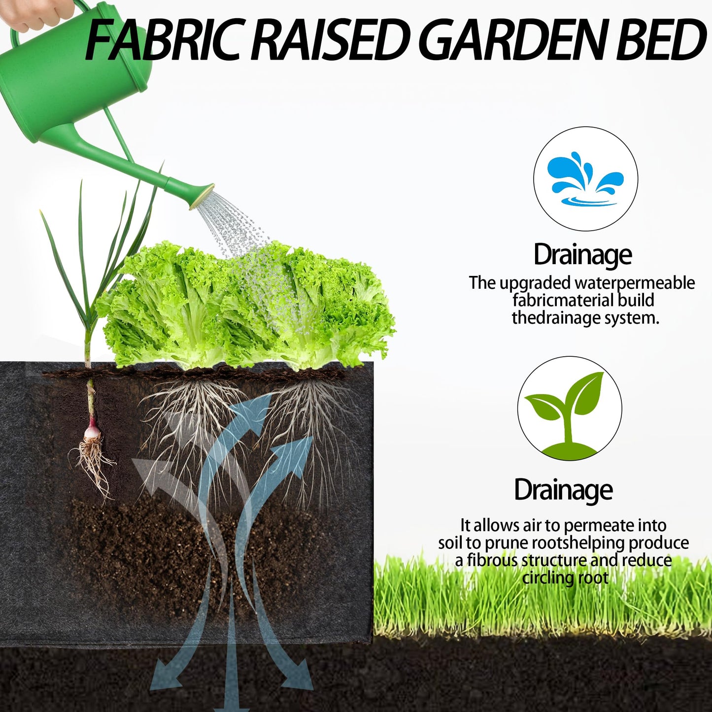 FVOTNW 3-Pack 1 Grids Fabric 7 Gallon Grow Bags, 1x1x1ft Thickened 400G Nonwoven Fabric Raised Garden Beds with Handles - Indoor Outdoor Planters for Vegetables, Herbs, Flowers