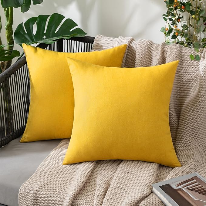 MIULEE Pack of 2 Decorative Outdoor Solid Waterproof Throw Pillow Covers Faux