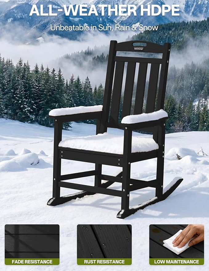 Outdoor Adirondack Rocking Chairs All-Weather HDPE Patio Rocker Chair
