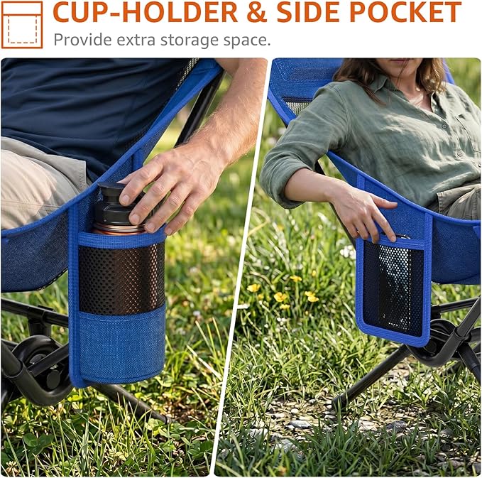 Armless Rocking Camping Chair for Adults, Portable Folding Outdoor Rocker