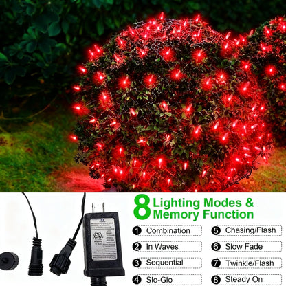 Efunly LED Christmas Net Lights for Bushes Outdoor,100 LED 5ftx5ft Waterproof 8 Modes Connectable Mesh Lights for Bushes,Garden,Yard,Trunk,Outdoor Christmas Decorations
