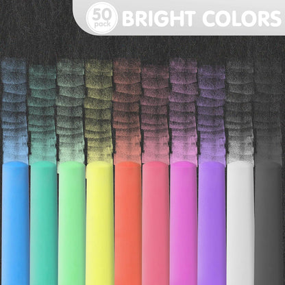 50 Pack White Chalk, Washable Sidewalk Chalks for Kids Non-Toxic Jumbo Chalk for Outdoor Art Play, Colored Chalk for Painting on Chalkboard, Blackboard and Playground(White)