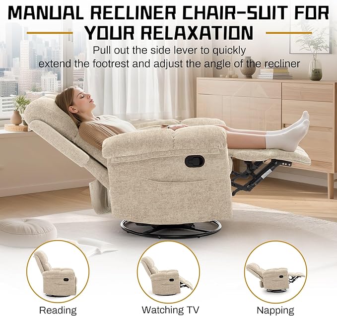 Korser Recliner Chair, Small Rocker Recliner Chair