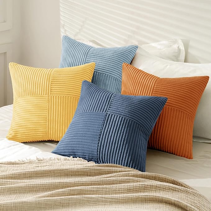 MIULEE Summer Yellow Blue Decorative Throw Pillow Covers 18x18 Inch Set of 4