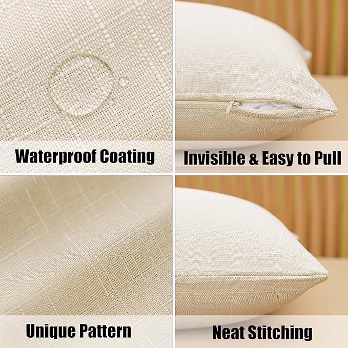NiNi ALL Pack of 2 Decorative Outdoor Waterproof Pillow Covers Square Garden