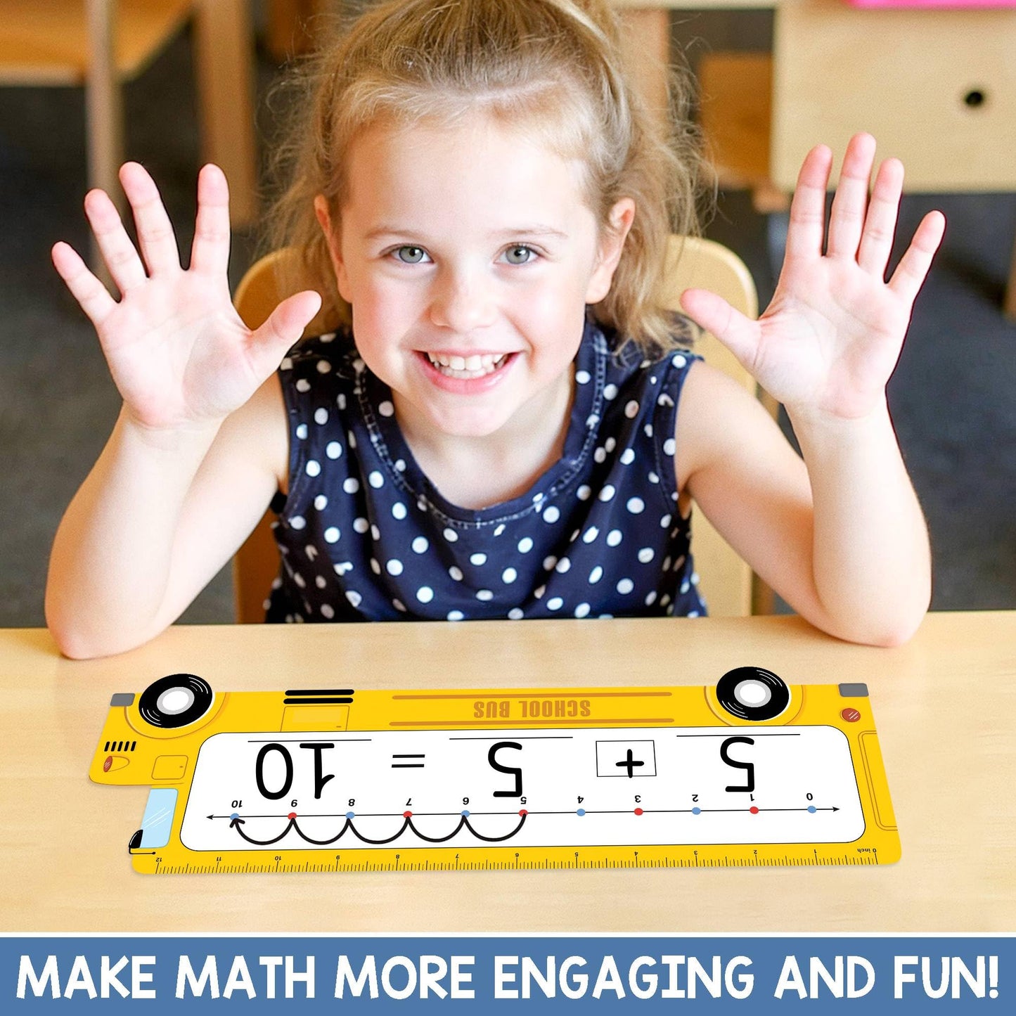 BrightenKidz 26-Pack School Bus Number Line Dry Erase Boards Cards, 14"x4", Double-Sided, 0-10 on One Side & 0-20 on Other Side, Math Manipulatives for Student, Education Classroom Must Haves