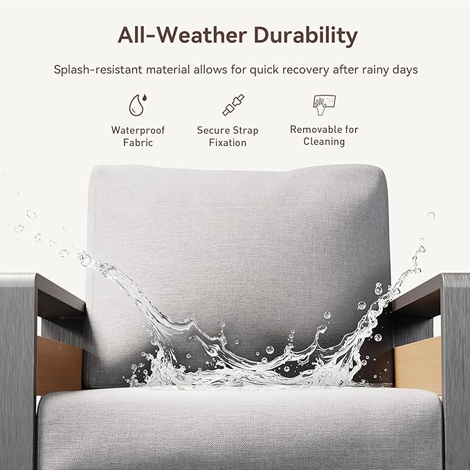 Aoxun Aluminum Patio Furniture Set, 5 Seats Luxury Metal Patio Conversation Sets