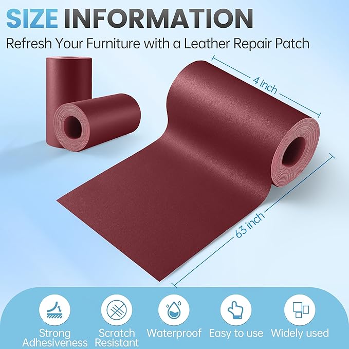 Leather Repair Patch Tape Kit, Vinyl Leather Repair Kit