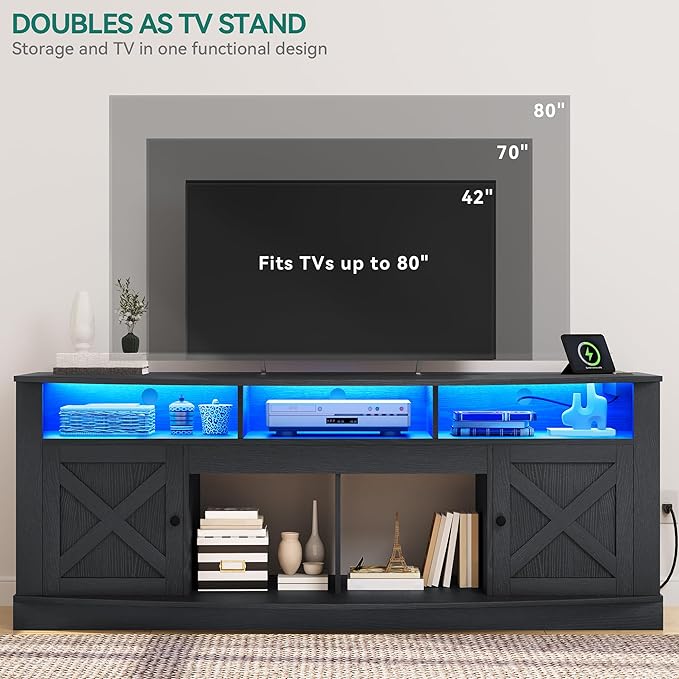 YITAHOME TV Stand for 75/80 Inch TV, Media Furniture TV Table