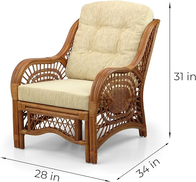 Malibu Lounge Living Accent Armchair Natural Rattan Wicker Handmade Design