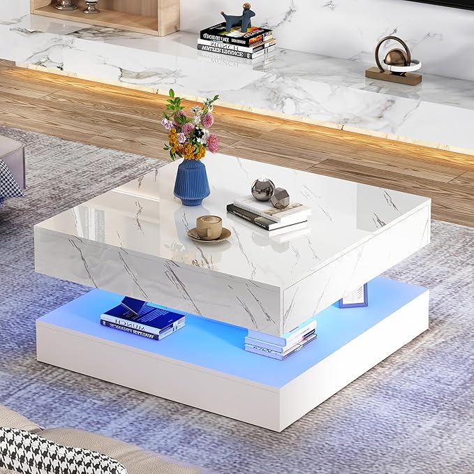 jiteentarou 33.9 Inch Modern LED Coffee Table