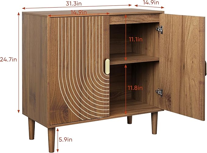 Modern Sideboard Storage Cabinet: Geometric Pattern Wooden Buffet