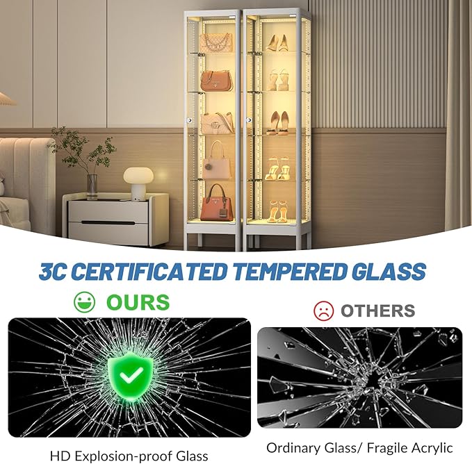 5-Tier Glass Display Cabinet