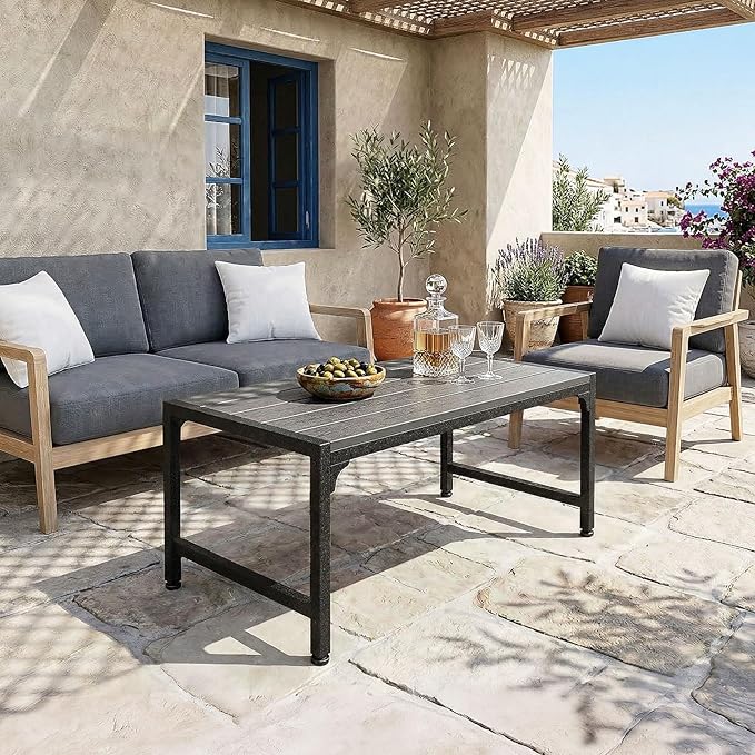 ODK Outdoor Coffee Table, Rectangle Weather-Resistant Patio Coffee Table