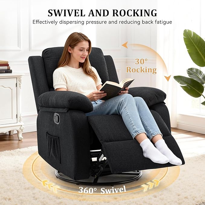 Korser Recliner Chair, 360 Swivel Rocker Chair
