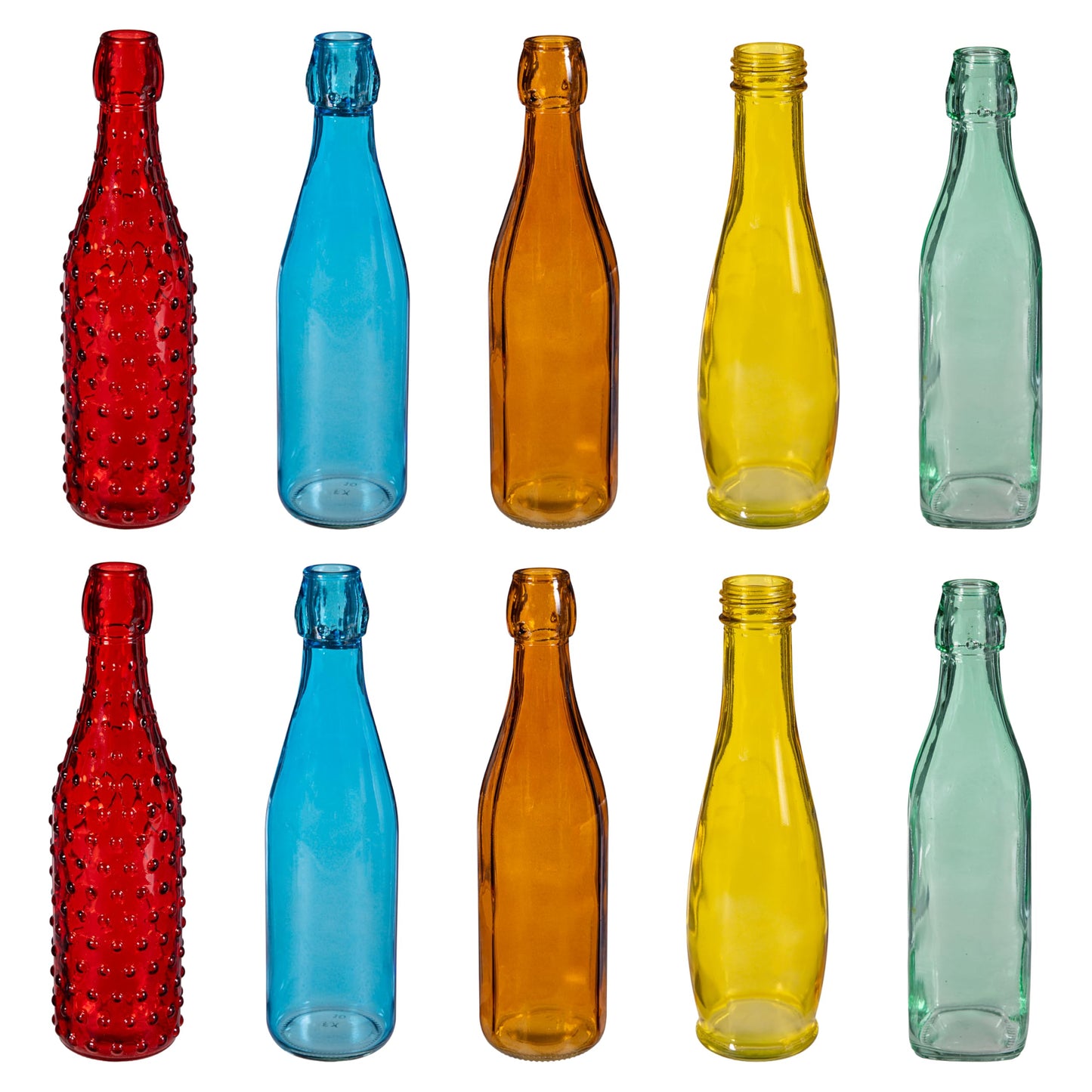 Evergreen Garden Glass Bottles for Bottle Tree, Wine Bottles for Decorativation Indoor Outdoor Wedding Christmas Party Decor (Rainbow, Set of 10)
