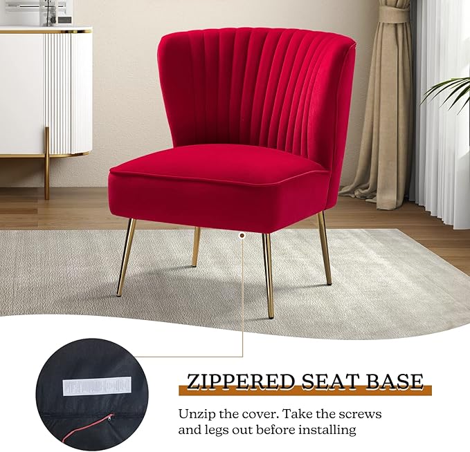 HULALA HOME Velvet Accent Chair, Modern Upholstered Cute Side Chair
